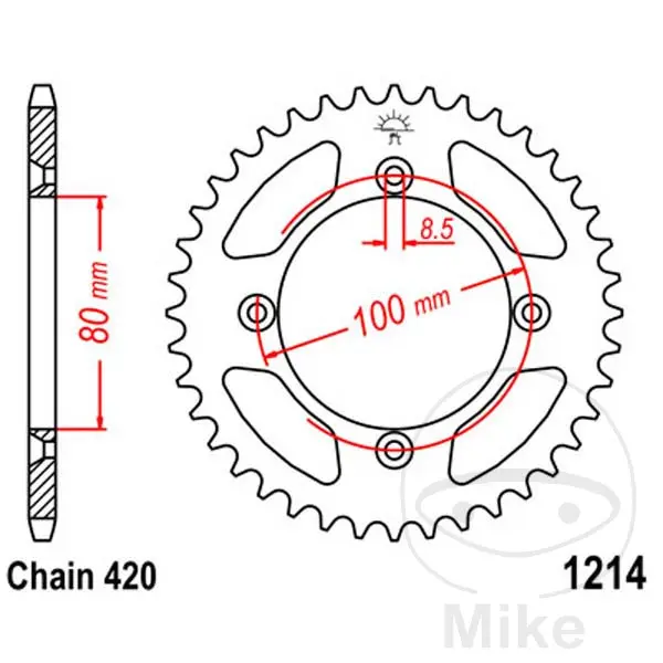 JT Sprockets 스프로킷 38Z 피치 420 내경 080 볼트 원경 볼트 구멍 간격