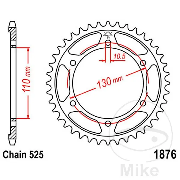 JT Sprockets 46 Tooth Sprocket 525 Pitch 110mm Inner Diameter Bolt Circle