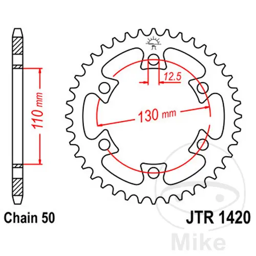 JT Sprockets 40 Tooth Sprocket 530 Pitch 110mm Inner Diameter Mounting Hole Centers