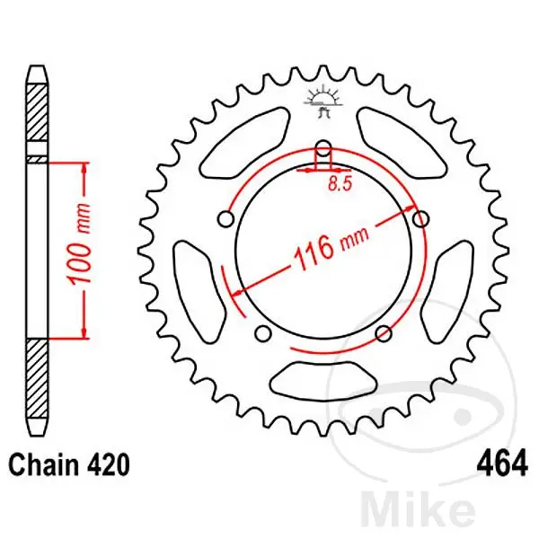 JT Sprockets اسپراکٹ 44Z پیچ 420 اندرونی قطر 100