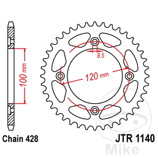 JT Sprockets 63 Tooth Sprocket 428 Pitch 100mm Inner Diameter
