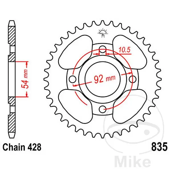 JT Sprockets 44齿 链轮 规格428 内径054 安装孔距