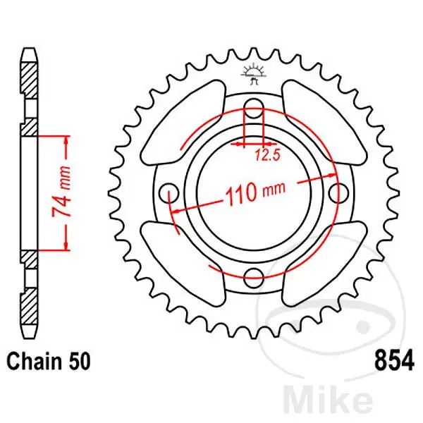JT SPROCKETS ریئر سٹیل اسپراکٹ