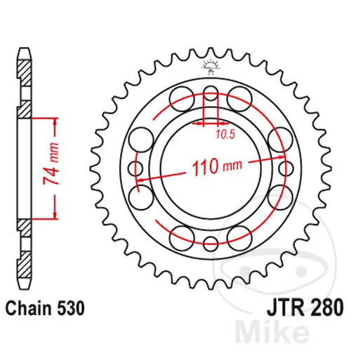 Řetězové kolo JT Sprockets 33Z Rozteč 530 Vnitřní průměr 074