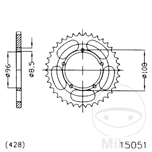 Coronă Esjot 49Z PAS 428 Diametru Interior 096 Distanță Centru Fixare