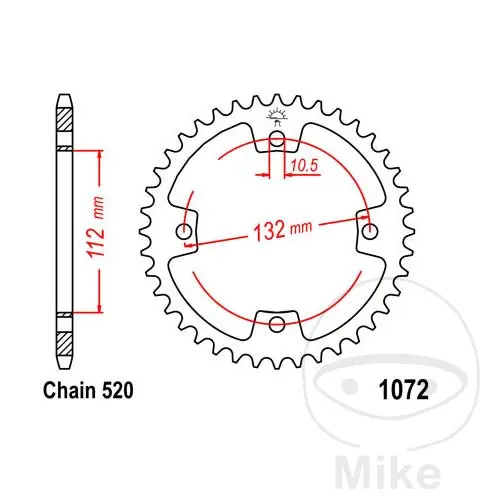 JT Sprockets 38 Tooth Sprocket 520 Pitch 112 Inner Diameter Bolt Circle