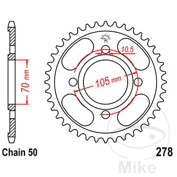 JT Sprockets 38Z 피치 530 내경 070 스프로켓