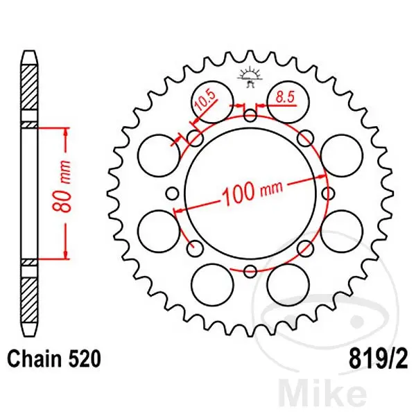 JT Sprockets 41Z گیئر PAS 520 اندرونی قطر 080 فکسنگ سینٹر