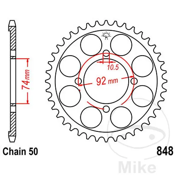 স্প্রকেট JT Sprockets 39Z PAS 530 অভ্যন্তরীণ ব্যাস 074 ফিক্সিং দূরত্ব