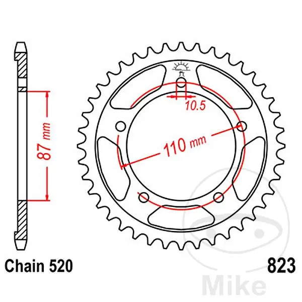 JT Sprockets 46Z 피치 520 내경 087 고정 볼트 간격 스프로킷