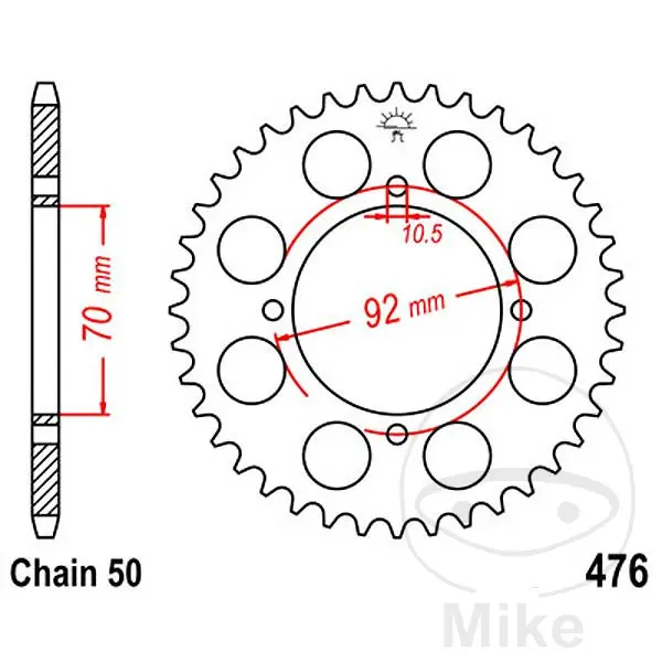 Kugghjul JT Sprockets 40Z PAS 530 Inre diameter 070 Fixeringscentrum