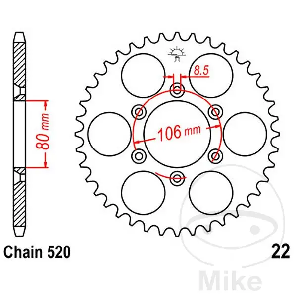Pastorek JT Sprockets 45Z ROZTEČ 520 Vnitřní průměr 080