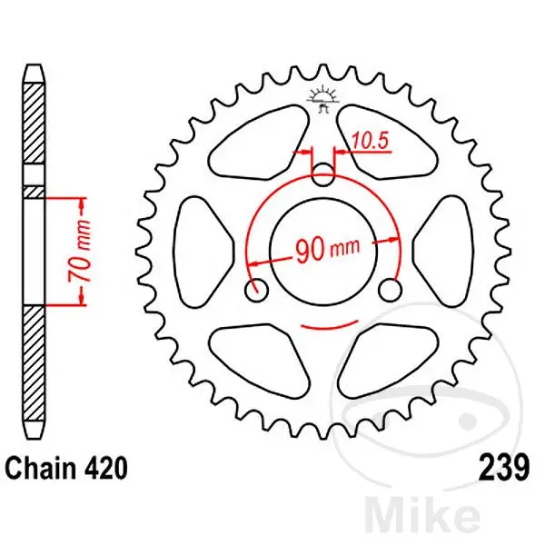ترس خلفي JT Sprockets 42 سن PAS 420 قطر داخلي 070