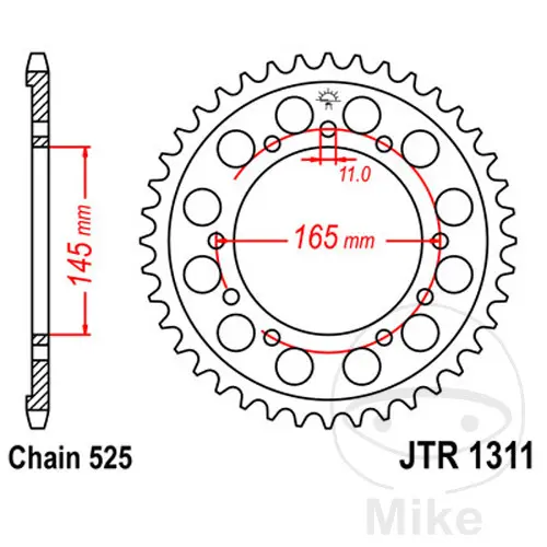 Kjedehjul JT Sprockets 44Z PAS 525 Innvendig Diameter 145 Festeavstand