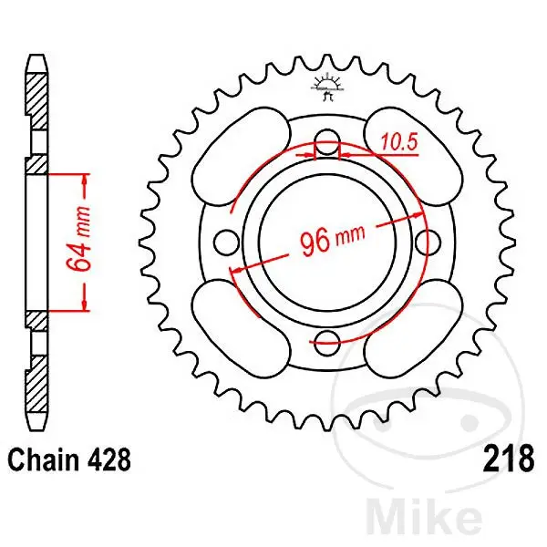 JT Sprockets 44齿链轮 节距428 内径064 孔距 固定方式