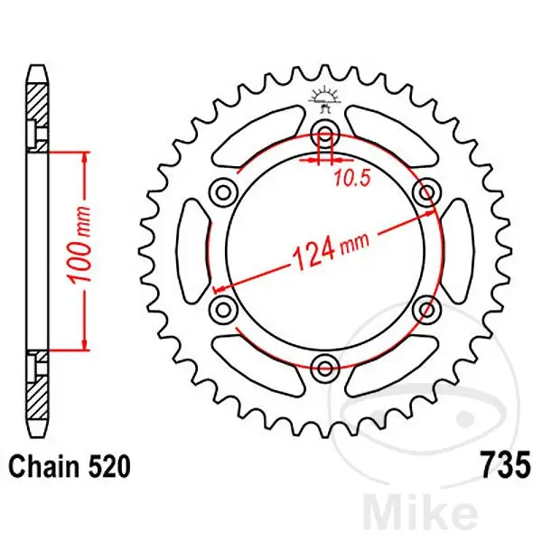ترس تاجي JT Sprockets 48Z PAS 520 قطر داخلي 100