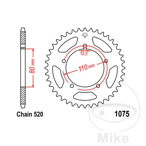 Kædehjul JT Sprockets 36Z STIG 520 Indvendig diameter 080
