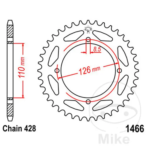 ترس JT Sprockets 46 سن PAS 428 قطر داخلي 110