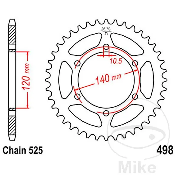 ترس JT Sprockets 40 سن مسافة 525 قطر داخلي 120 مسافة بين المراكز طريقة تثبيت