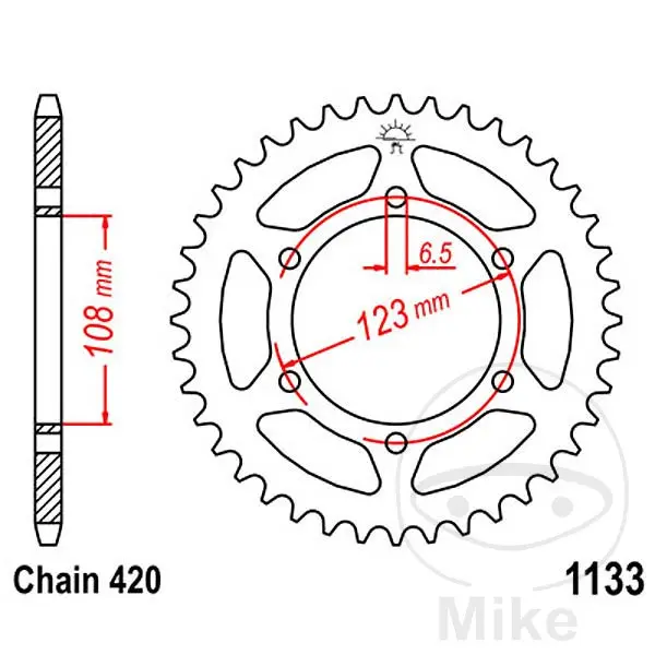 JT Sprockets 53Z STEG 420 Kugghjul Inre Diameter 108 Fäste Centrumavstånd