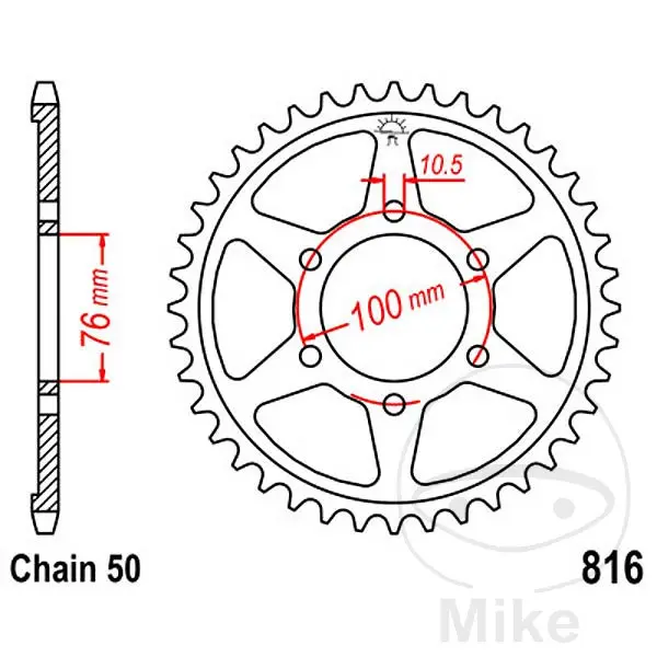 JT Sprockets 42齿 链轮 节距 530 内径 076 安装孔距