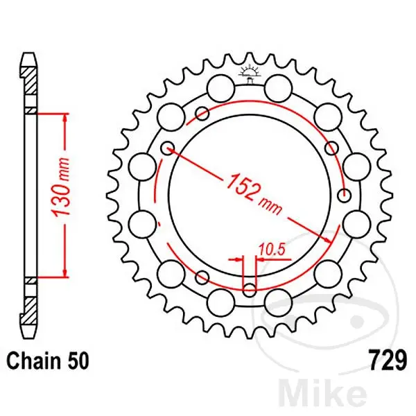 JT Sprockets 46Z 피치 530 내경 130 볼트 구멍 거리 스프로킷