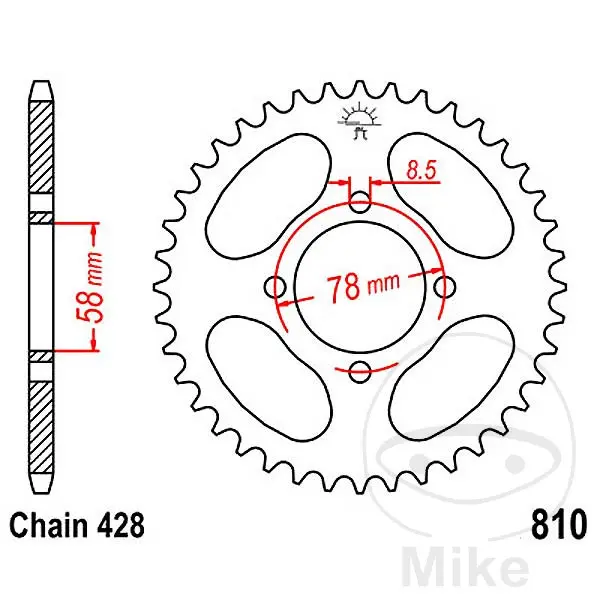 Coroană JT Sprockets 48Z PAS 428 Diametru Interior 058 Distanță Fixare
