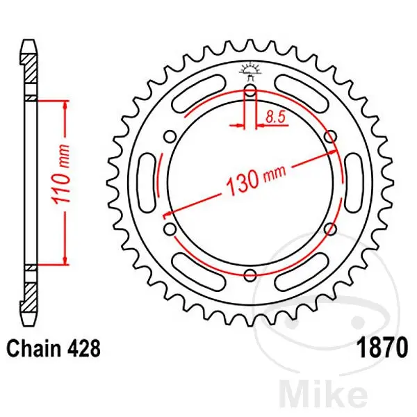 JT Sprockets 46Z 스프로킷 PAS 428 내경 110 볼트 중심 거리
