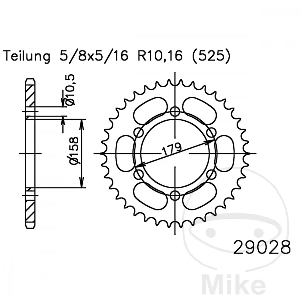 Esjot 45 Tooth Rear Sprocket Pitch 525 Black Inner Diameter 158 Bolt Circle