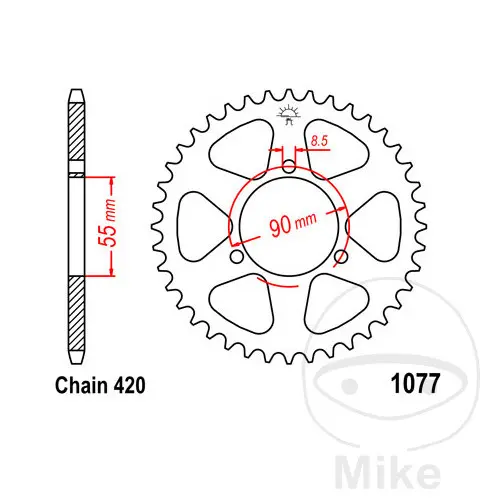 Couronne JT Sprockets 47Z PAS 420 Diamètre Intérieur 055