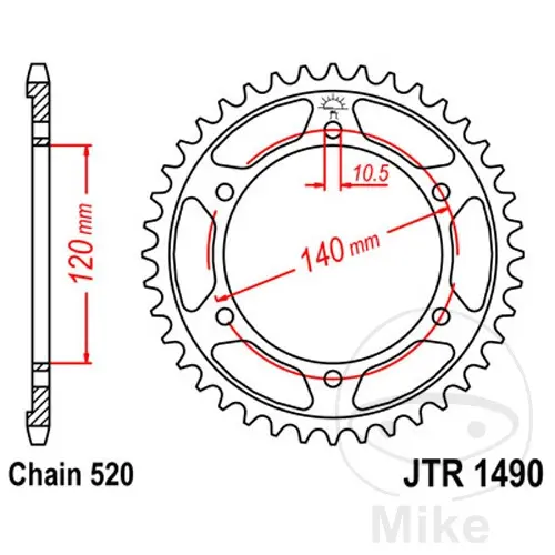 JT Sprockets 45Z PAS 520 피치 내경 120 고정 볼트 원 스프로킷