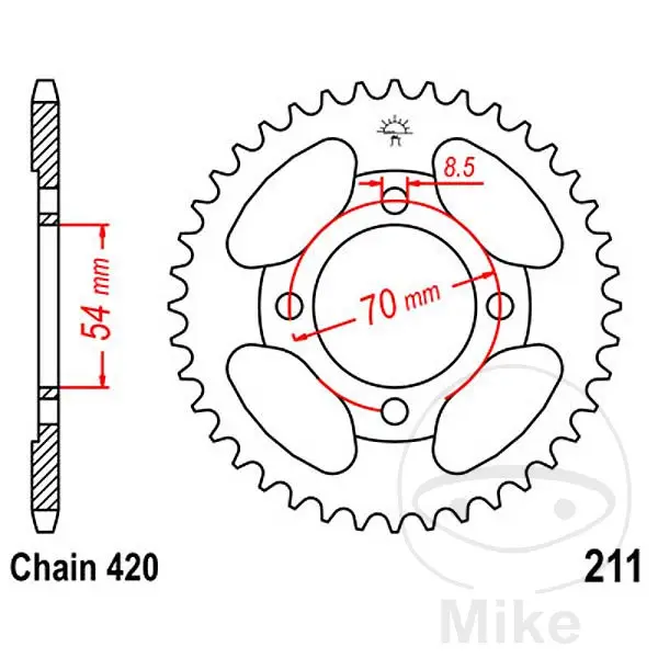Coroană JT Sprockets 40Z PAS 420 Diametru Interior 054 Distanță Centrelor Fixare