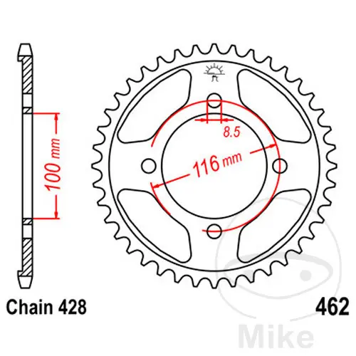 Зъбно колело JT Sprockets 49Z СТЪПКА 428 Вътрешен Диаметър 100 Разстояние между отворите за закрепване