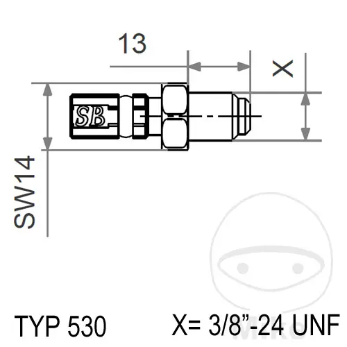 JMP TYP530 3/8-24 UNF schwarze Fitting