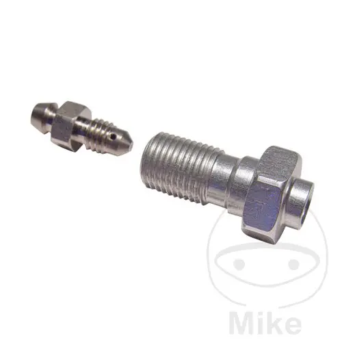 シングルバンジョーボルト M10 x 1.25 シルバー ブリーダークリップ付き JMP