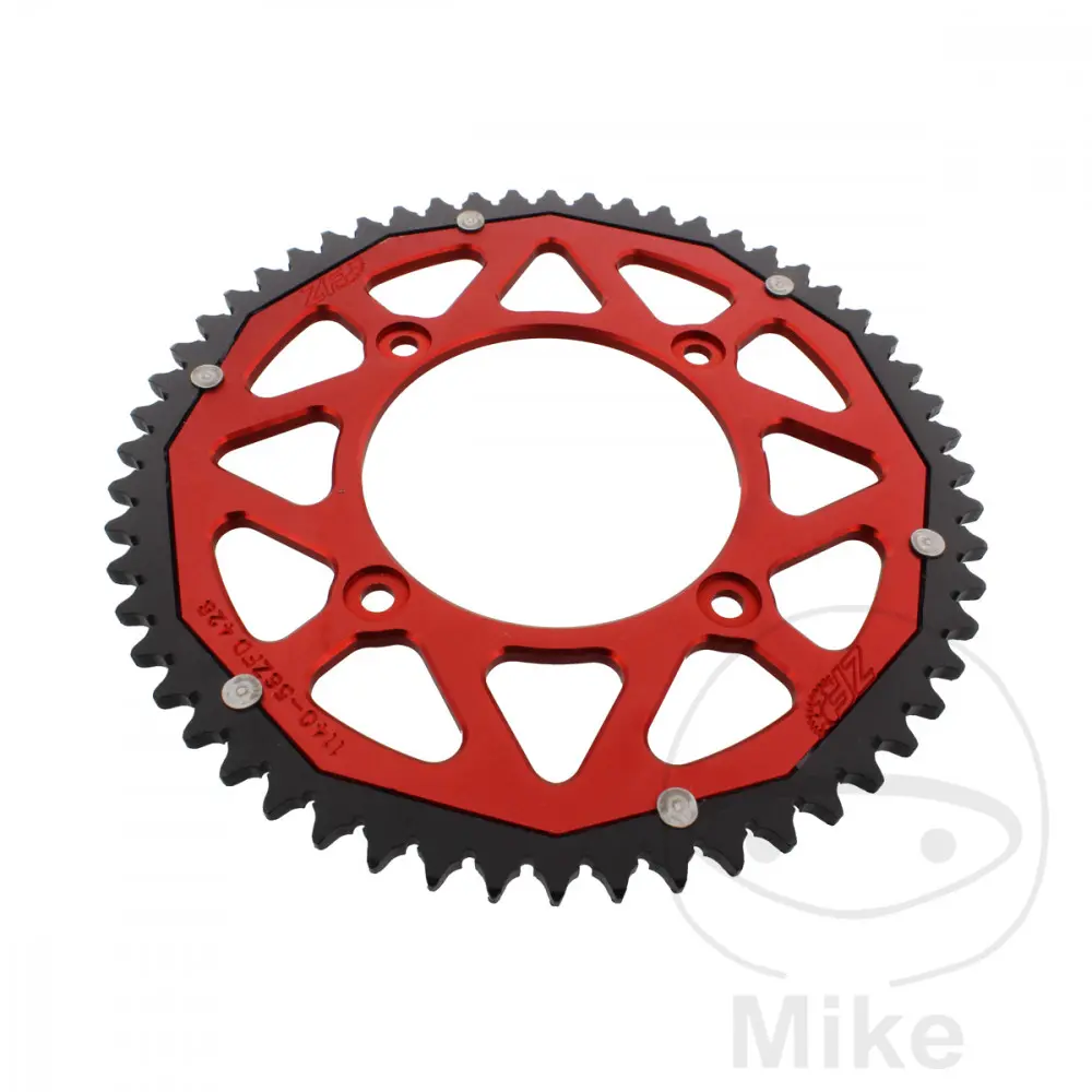 ZF Sprockets 듀얼 스프로킷 56T 피치 428 레드 - 내경 100 - 볼트 원 120