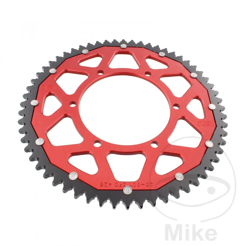 Corona ZF Sprockets Dual 60 dientes PAS 428 rojo - Diámetro interior 108 - Distancia entre centros 123