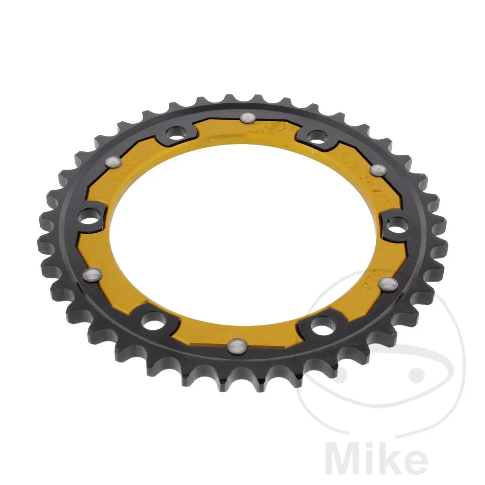Bi-Material Kettenrad 38 Zähne TEILUNG 530 Gold ZF Innendurchmesser 130 Achsabstand Fix