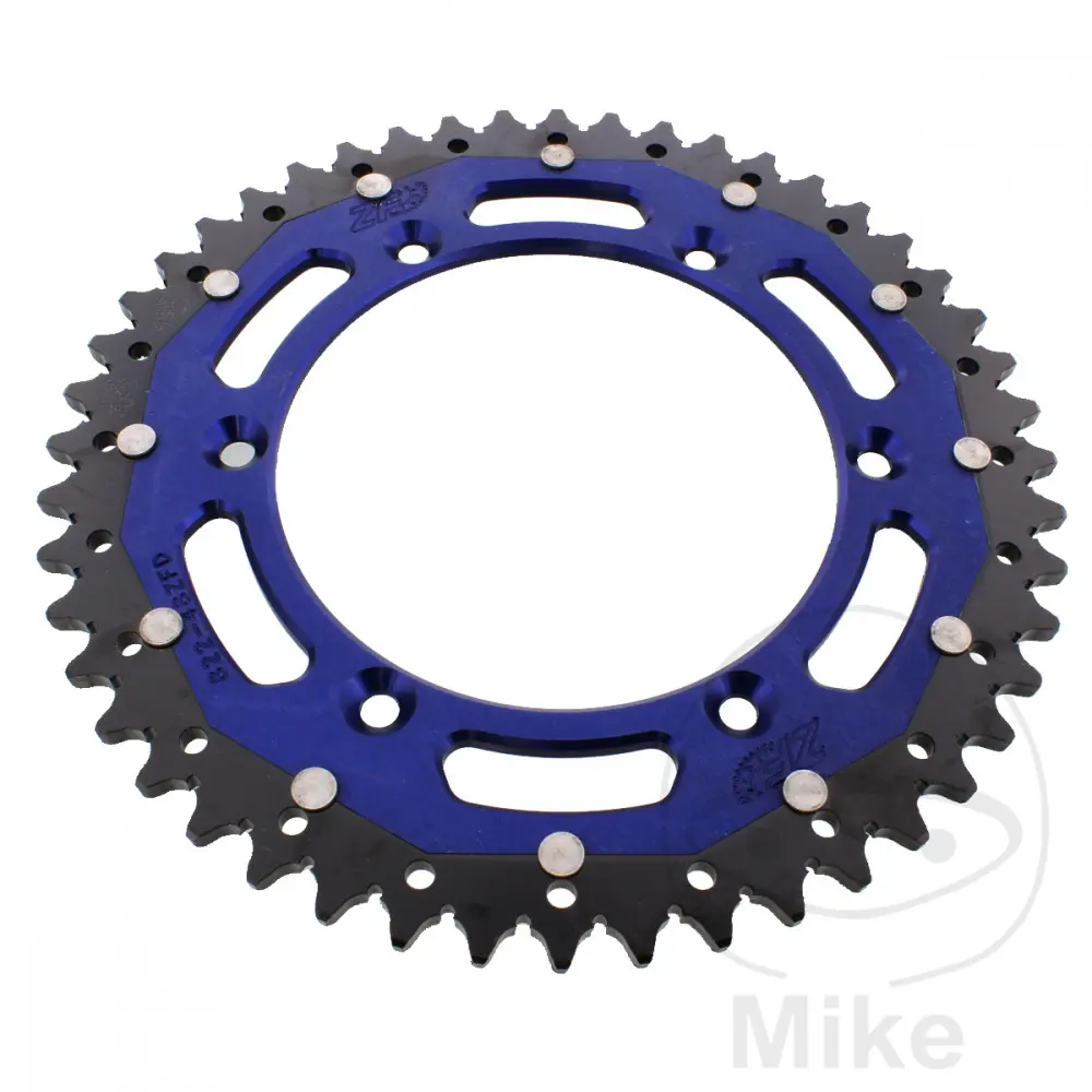 Couronne bi-matière 48 dents pas 520 bleu ZF diamètre intérieur 136 espacement fixe