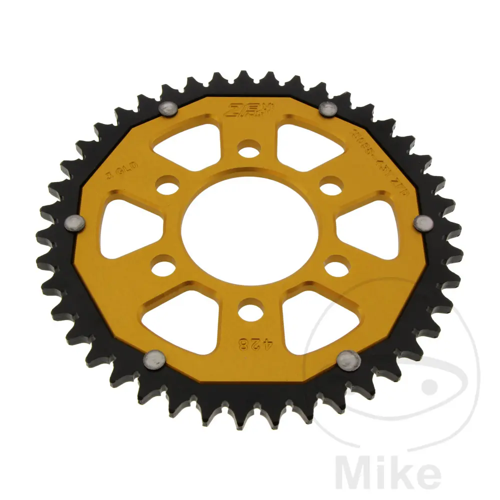 Bi-Material Kettenrad 43 Zähne TEILUNG 428 Gold ZF Innendurchmesser 058 Achsabstand Fix
