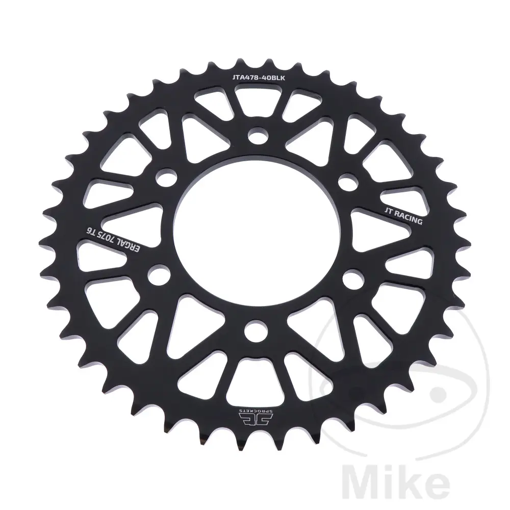 Couronne aluminium JT Sprockets 40 dents pas 520 noir - Alésage 080