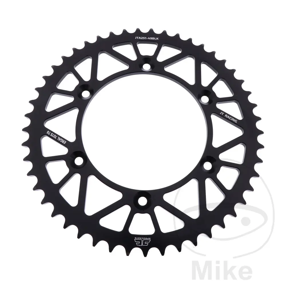Couronne JT Sprockets adaptable Yamaha 125 YZ 230 TT-R 450 YZ-F 520 49 DTS Racelite alu noir