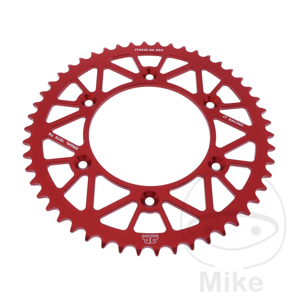 Coronă Alu JT Sprockets 50 dinți PAS 520 Roșu Diametru interior 125