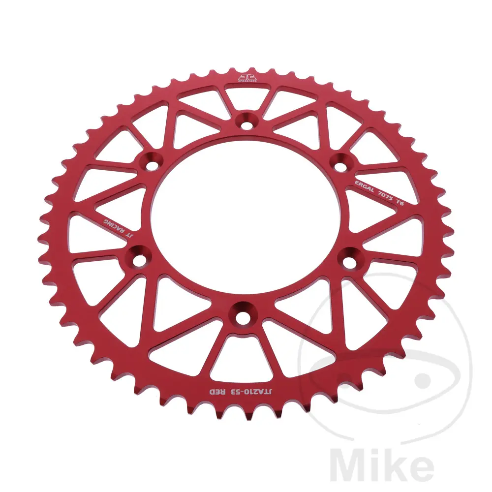 JT Aluminum Sprocket 53 Teeth 520 Pitch Red - Inner Diameter 125 - Bolt Circle 153