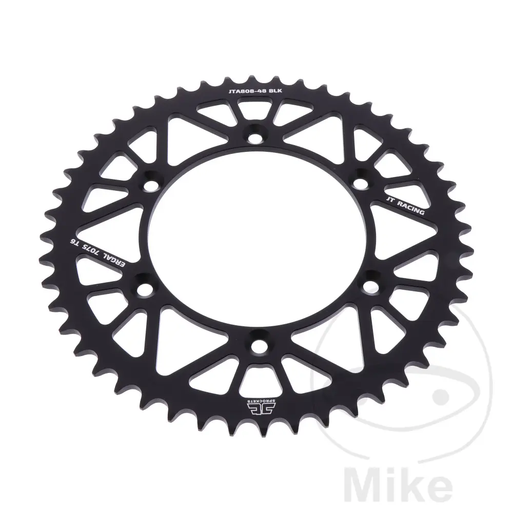 Couronne aluminium JT Sprockets 48 dents pas 520 noir - Diamètre intérieur 126