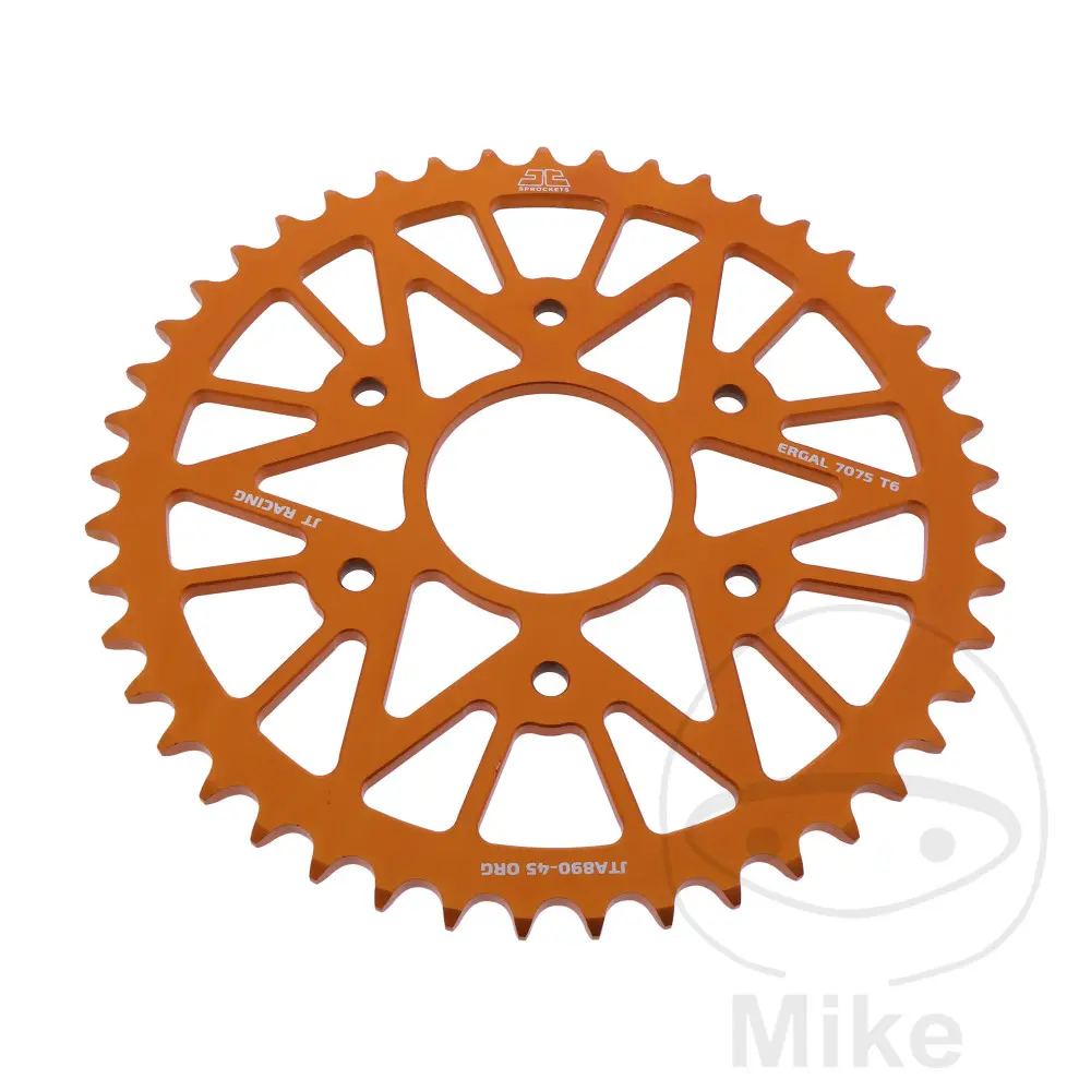 Aluminum sprocket 45 teeth 520 pitch orange JT Sprockets