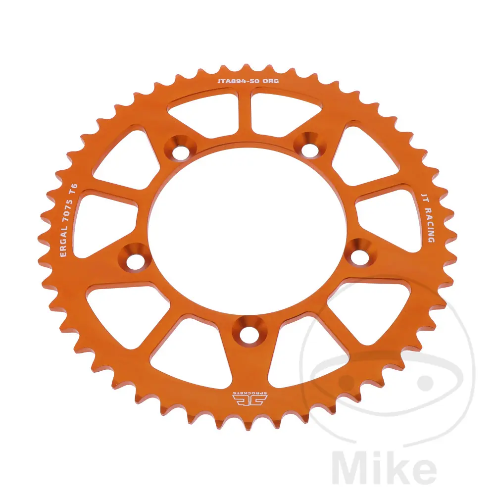 Couronne aluminium 50 dents pas 420 orange JT diamètre intérieur 098 espacement fixe
