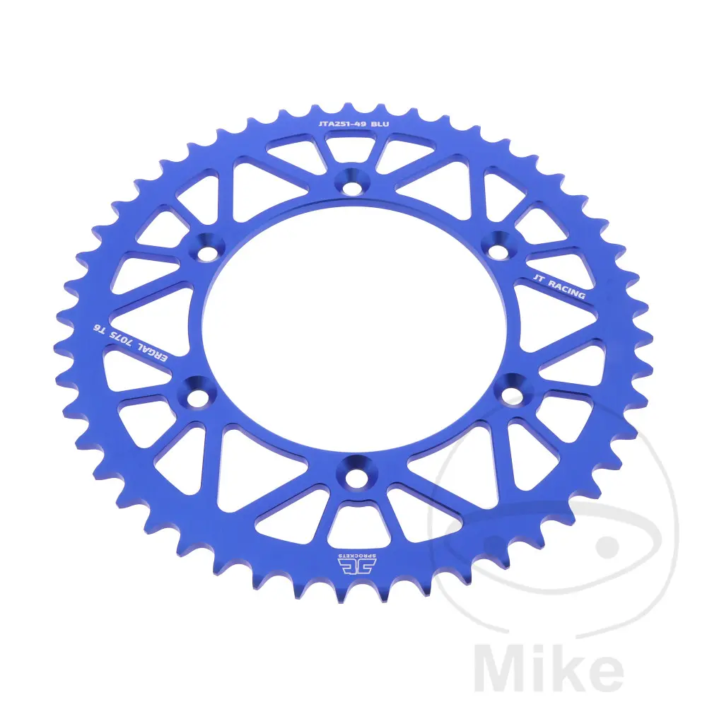 Couronne JT Sprockets 520 49 DTS Racelite alu bleu Yamaha YZ 125/230 TT-R/450 YZ-F