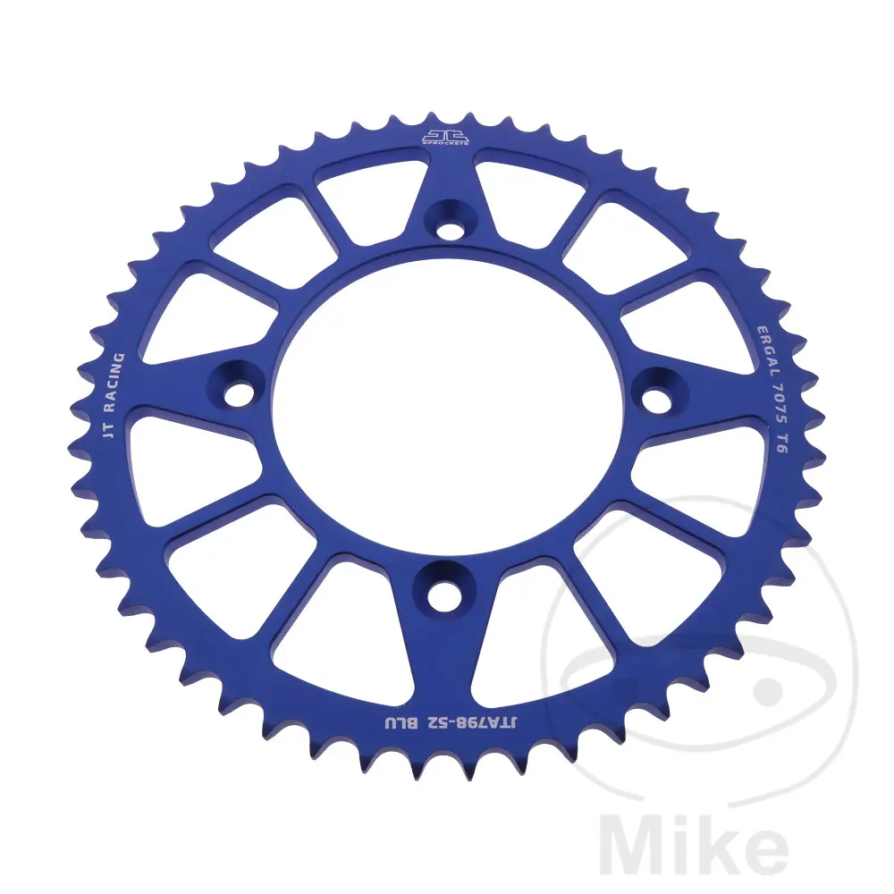 알루미늄 스프로킷 JT Sprockets 52톱니 피치 428 블루 내경 100 볼트센터 120