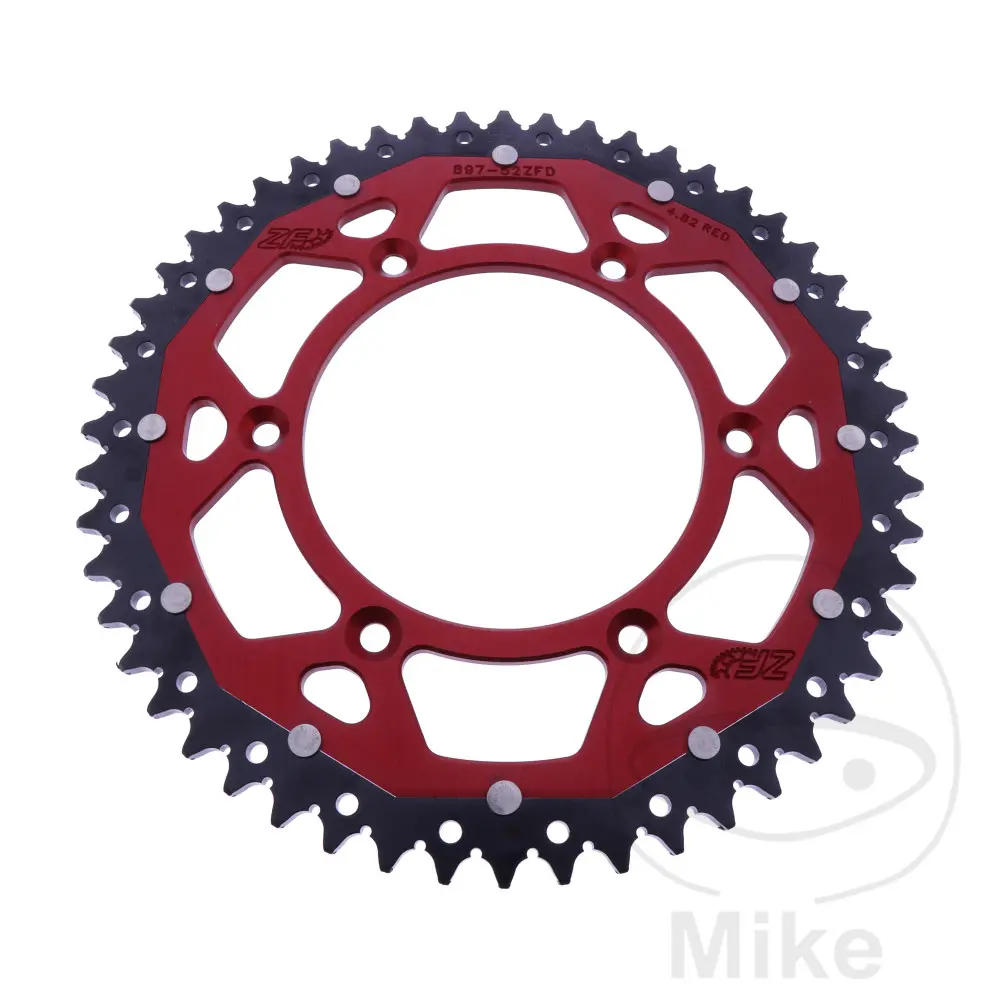 Coroană ZF Sprockets Dual 52 dinți PAS 520 roșu diametru interior 125 distanță între axe 150